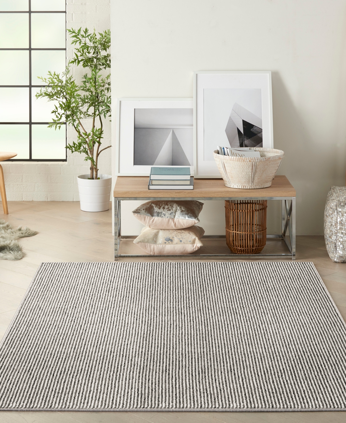 Nourison Home Natural Texture Ntx01 3'11"x5'11" Area Rug In Ivory,gray