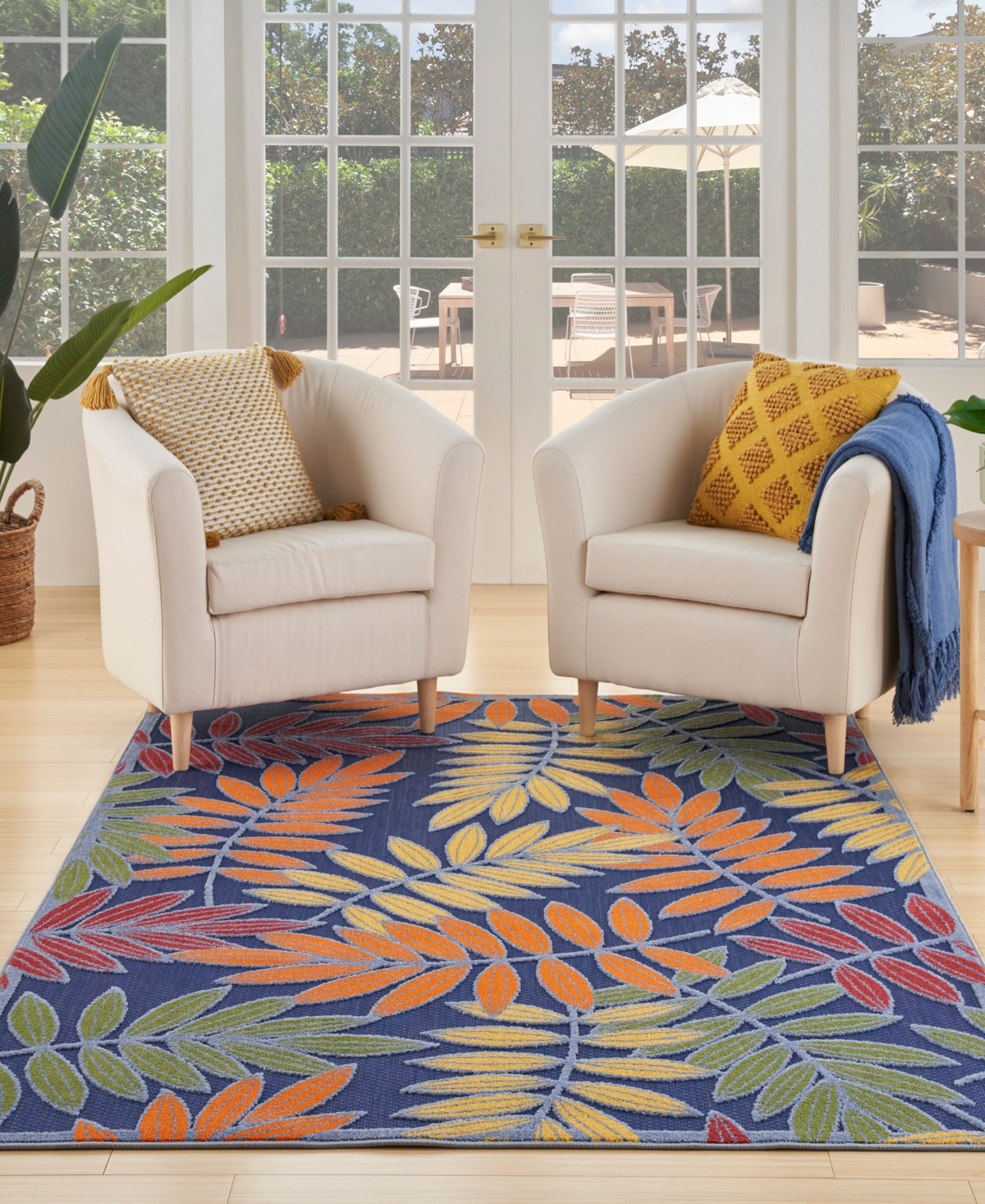Nourison Home Aloha Alh18 6'x9' Area Rug In Navy,multi