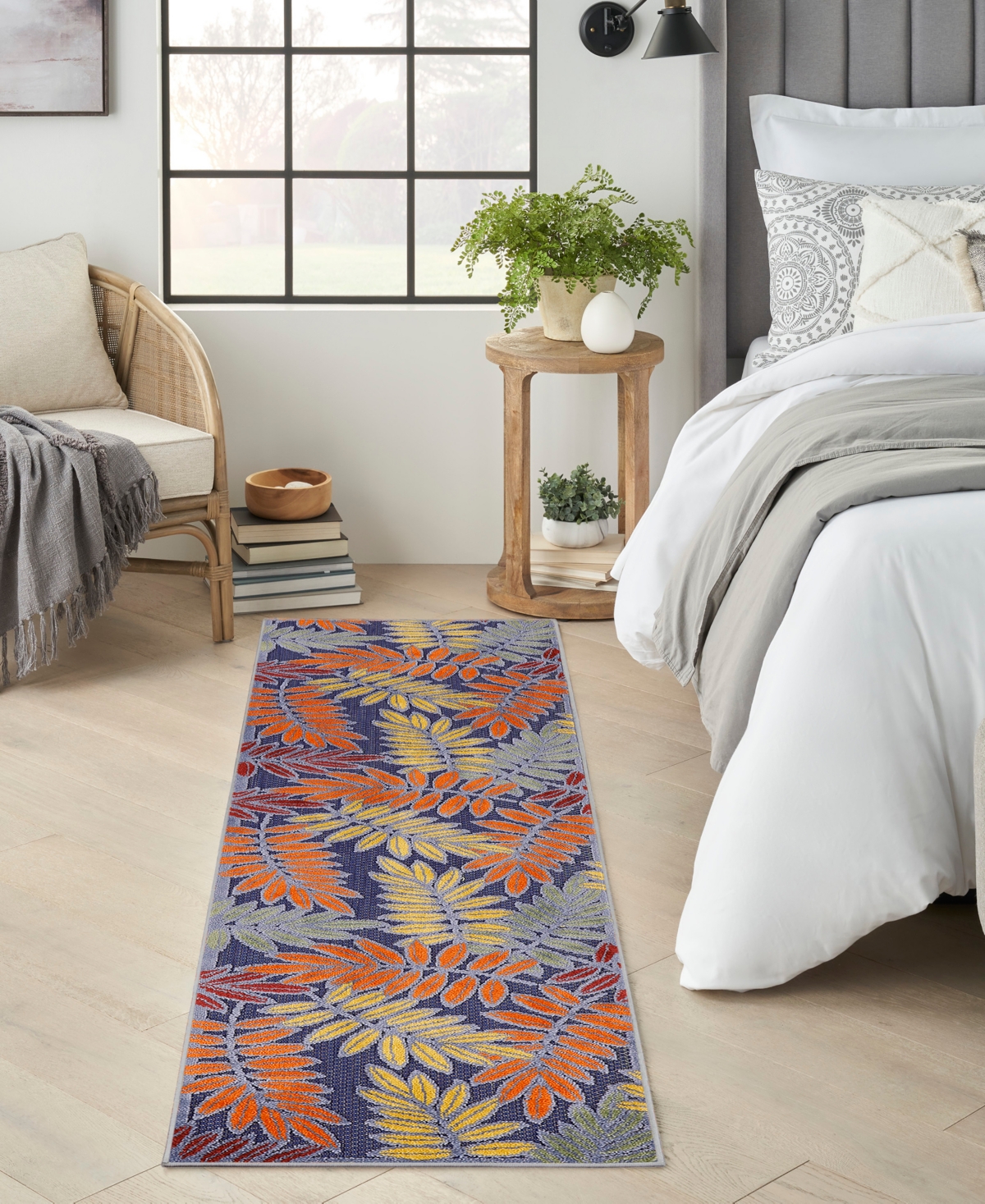 Nourison Home Aloha Alh18 2'3"x8' Runner Area Rug In Navy,multi