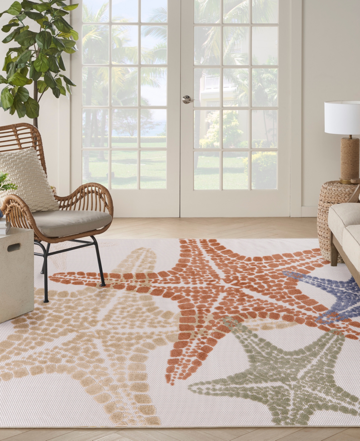 Nourison Home Aloha Alh28 7'10"x10'6" Area Rug In Ivory