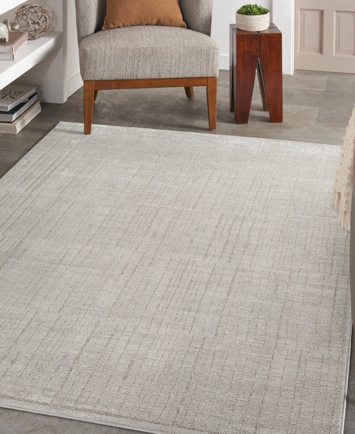 Nourison Home Andes And06 7'10"x9'10" Area Rug In Silver