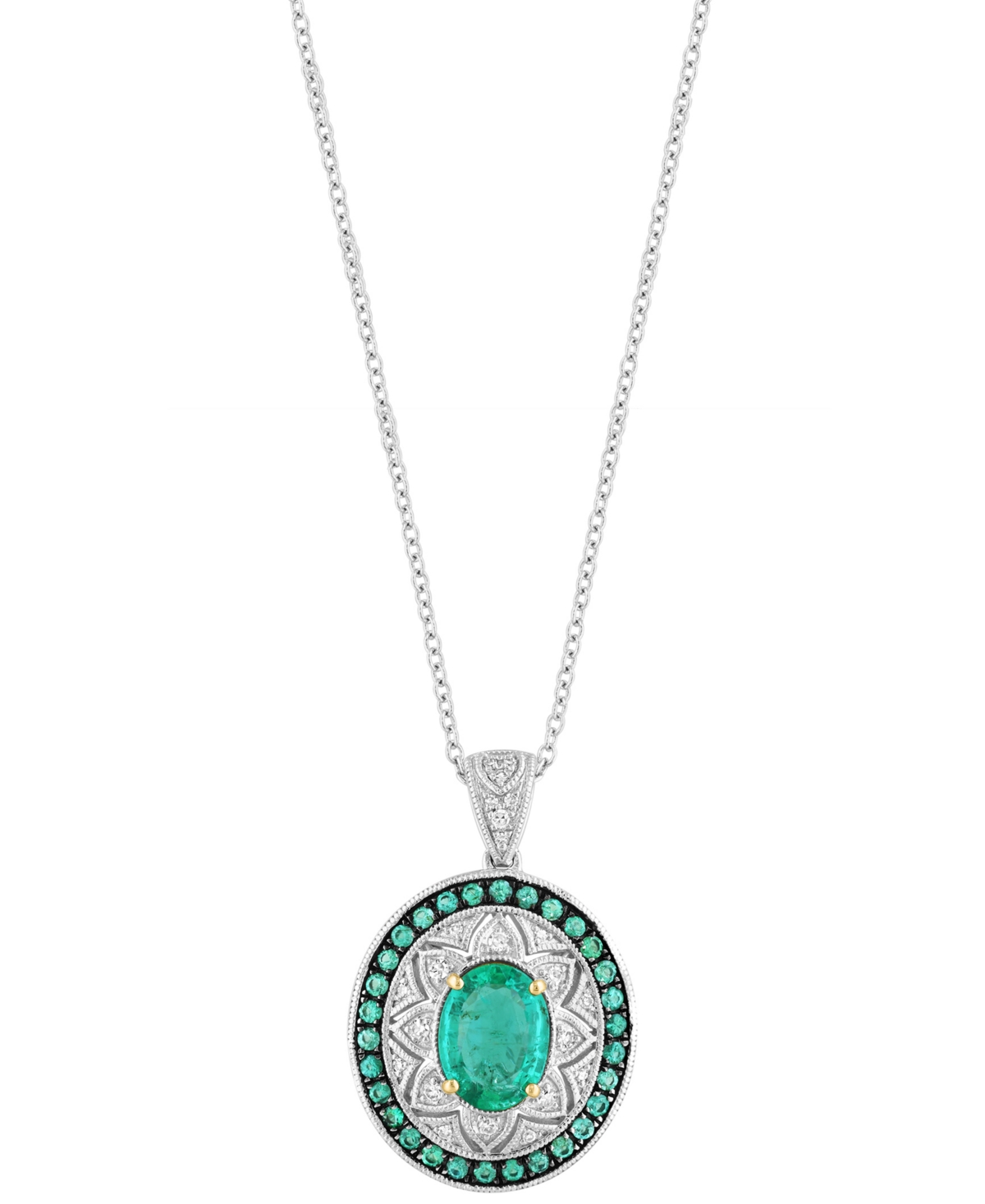 Effy Collection Effy Emerald (1-1/2 Ct. T.w.) & Diamond (1/10 Ct. T.w.) Ring In Sterling Silver In Silver
