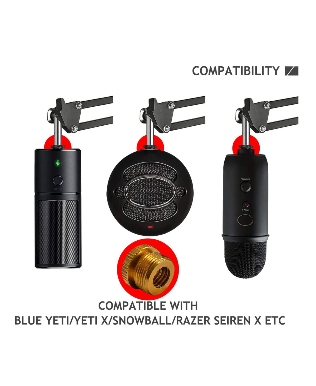 5 Core Mic Stand Adapter 5/8 Male to 3/8 Female Screw Thread Conversion Connector - 12PCS