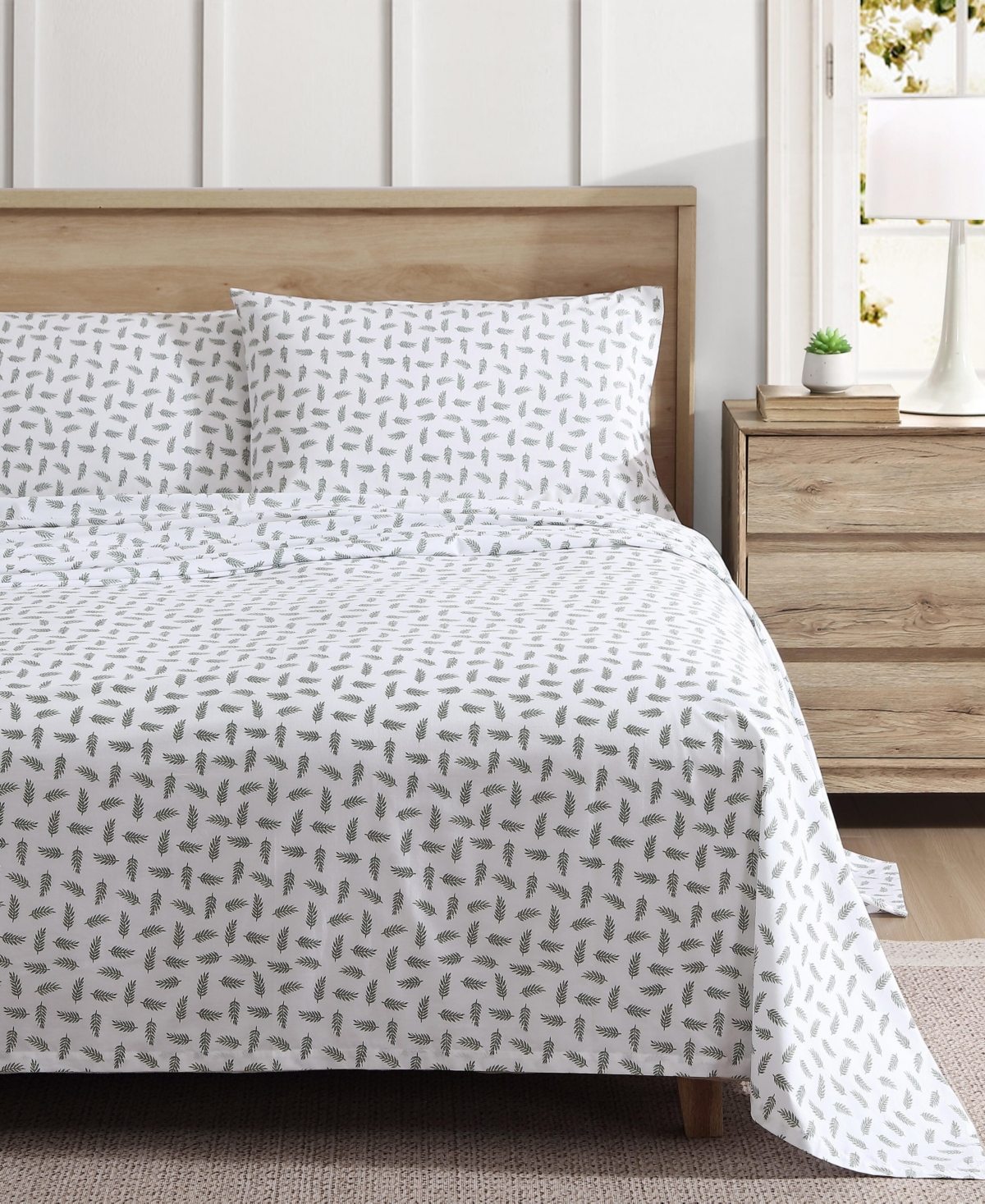 Eddie Bauer Printed 100% Cotton Percale 4-pc. Sheet Set, Full In Laurel Leaves
