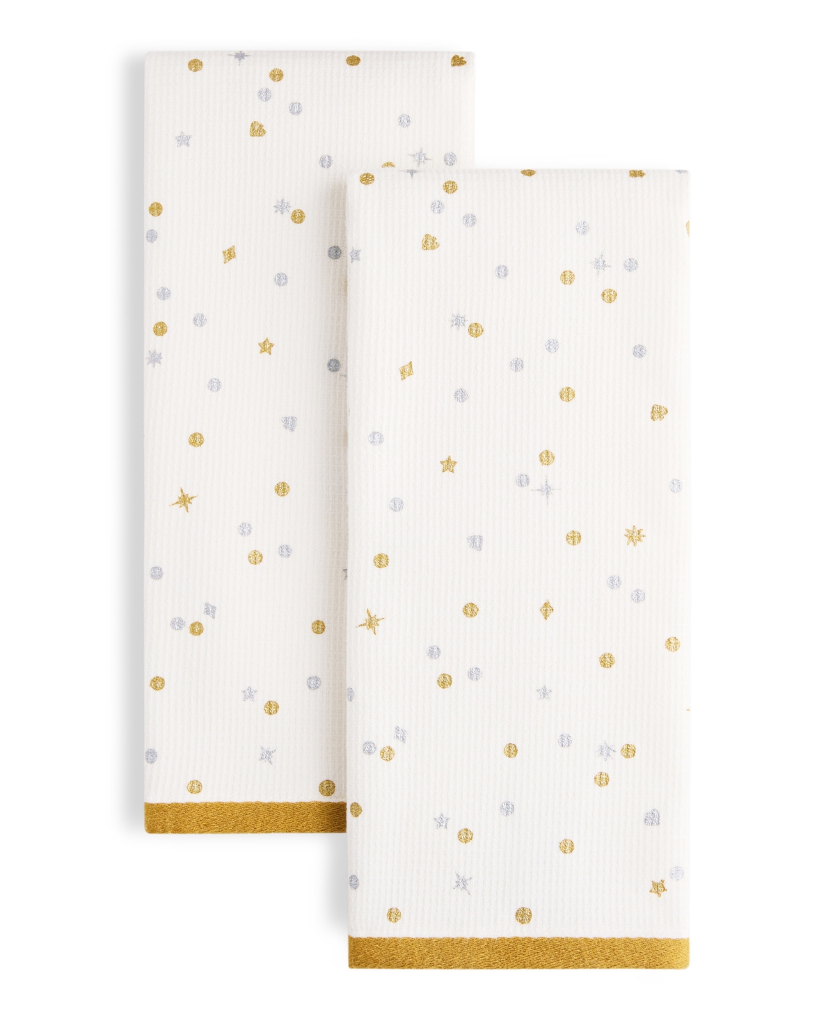 Celebration Confetti Dot Kitchen Towel 17"x 28", Set of 2 - Ivory/Gold/Silver