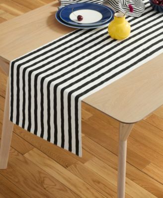 Hand Painted Shirting Stripe Table Runner, 15"x 72"