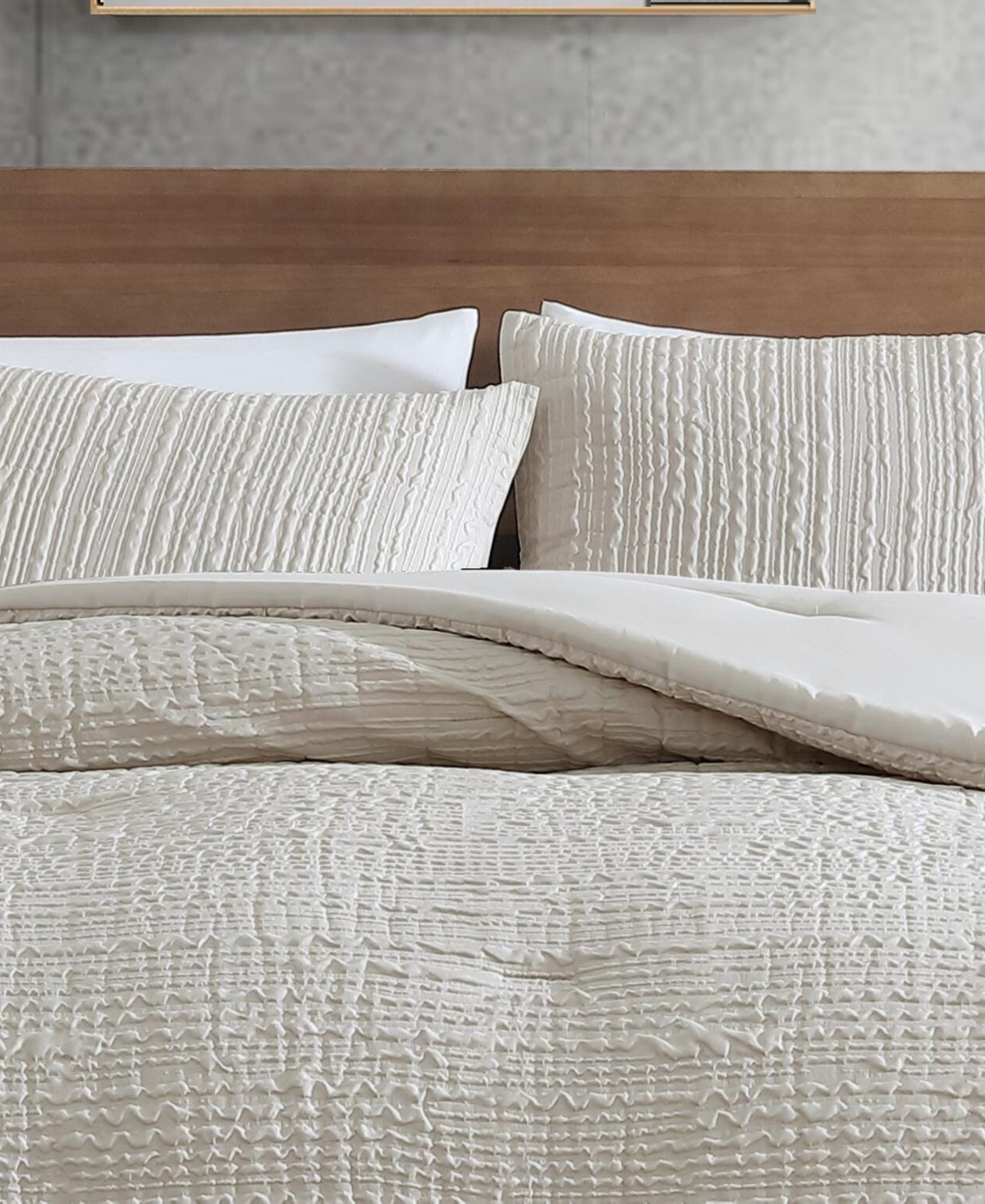 Kenneth Cole New York Serenity Wavy Lines Beige Embossed -Pc. Duvet Cover Set