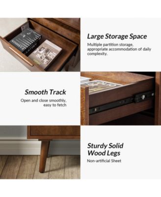 Mid-century Lisa 3-Drawer Nightstand with Solid Wood Legs