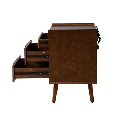Mid-century Lisa 3-Drawer Nightstand with Solid Wood Legs