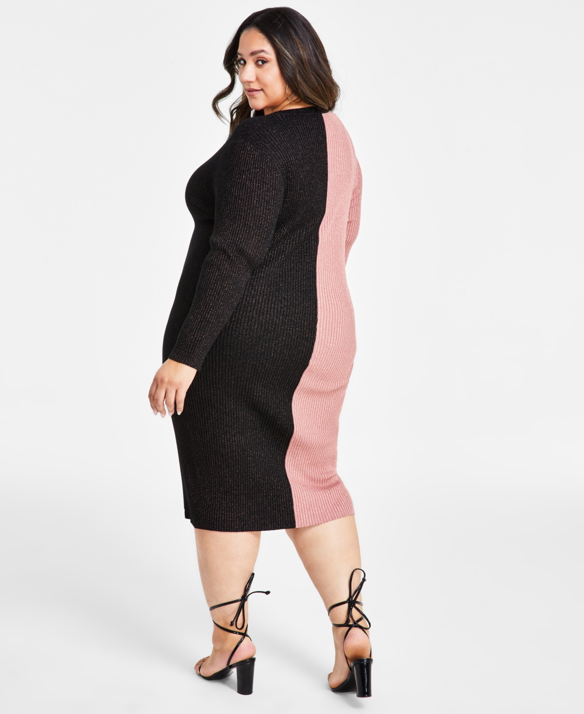 NINA PARKER TRENDY PLUS SIZE RIBBED BUTTON-FRONT DRESS 