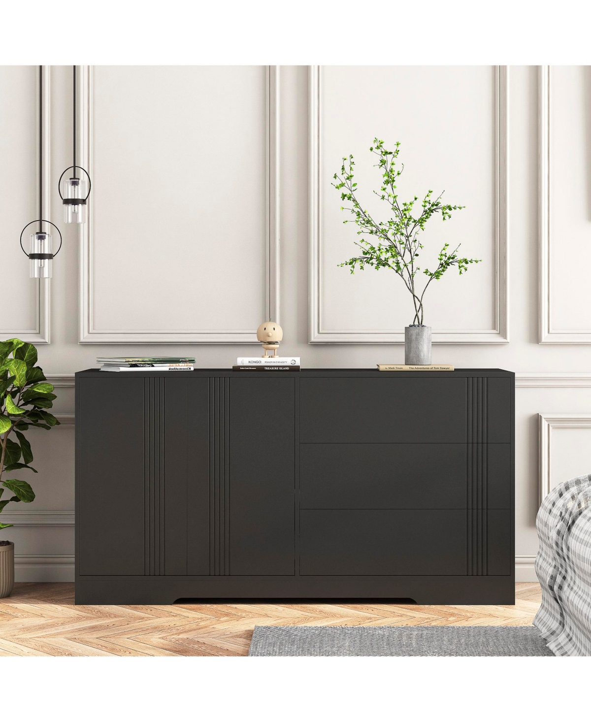 Streamdale Furniture Sideboard Buffet Cabinet with Storage, Modern Kitchen Buffet Storage Cabinet with Drawer and Doors, Large Coffee Bar with Adjusta