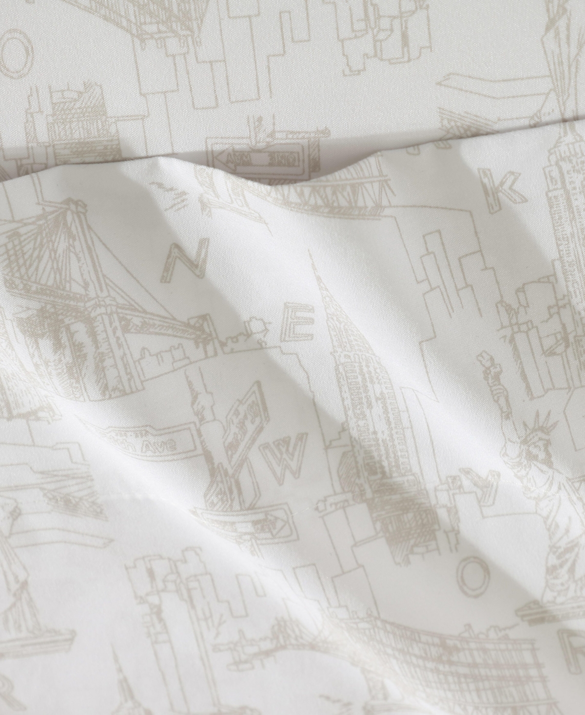 Kenneth Cole New York Microfiber 4 Piece Sheet Set, Twin In Linen Landmarks
