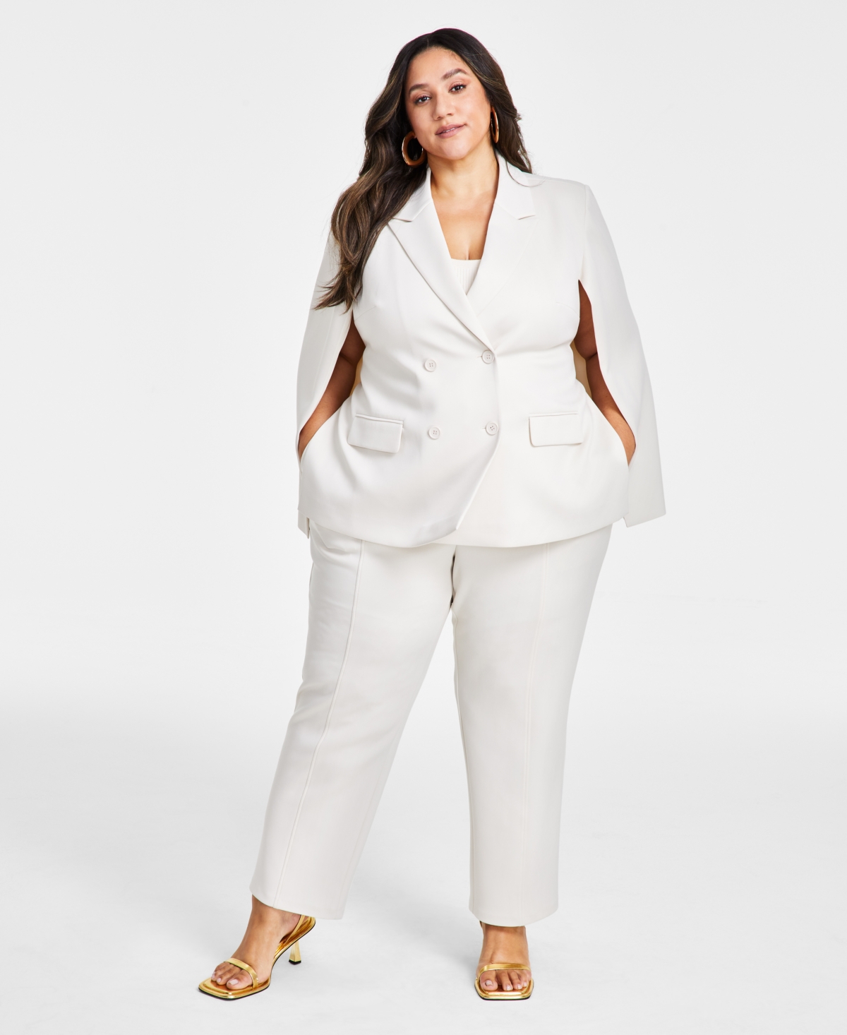 Nina Parker Trendy Plus Size Cape Style Blazer