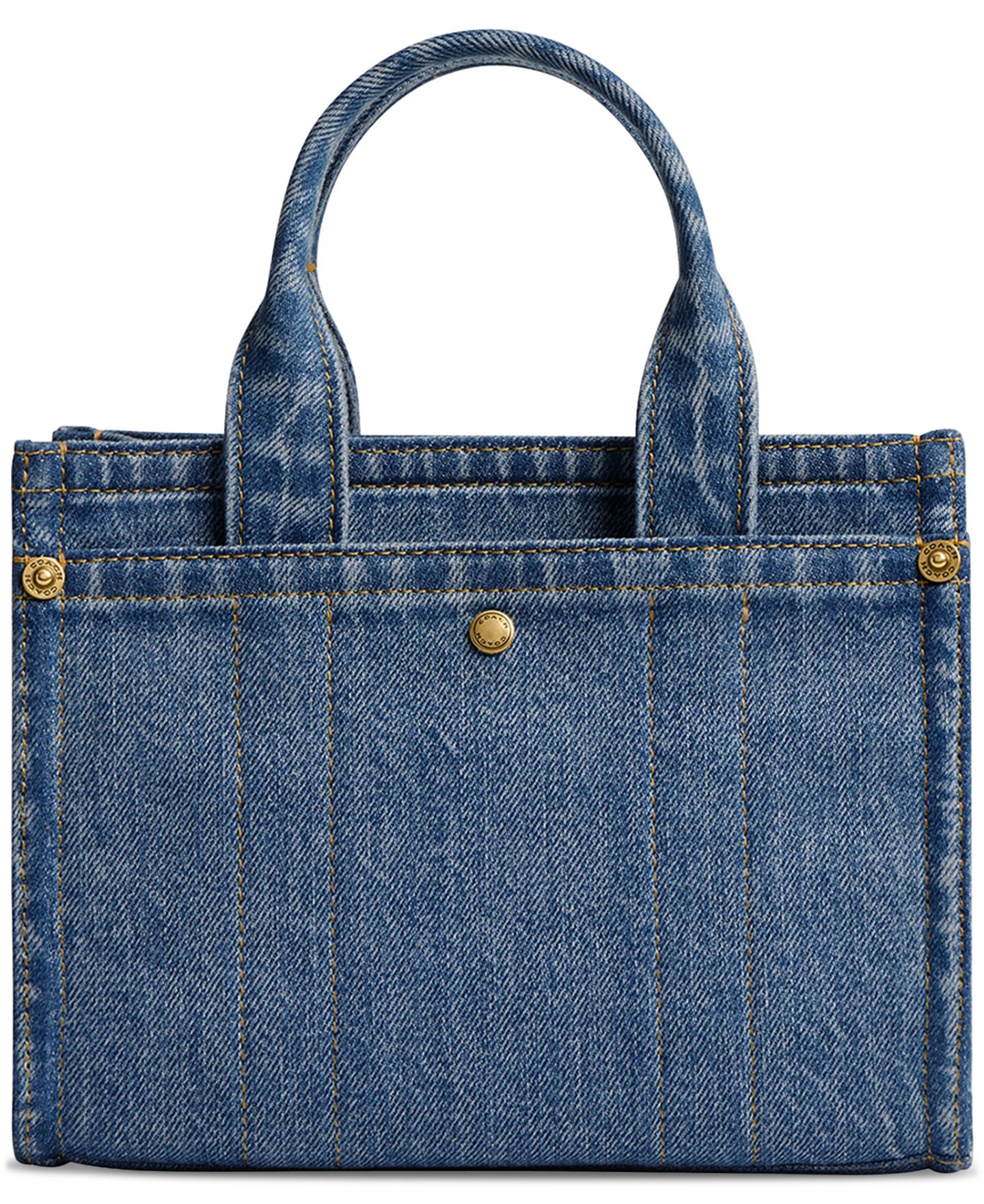 Женская сумка COACH Mini Denim Cargo Tote 20, цвет: Латунный / Индиго — фото 3