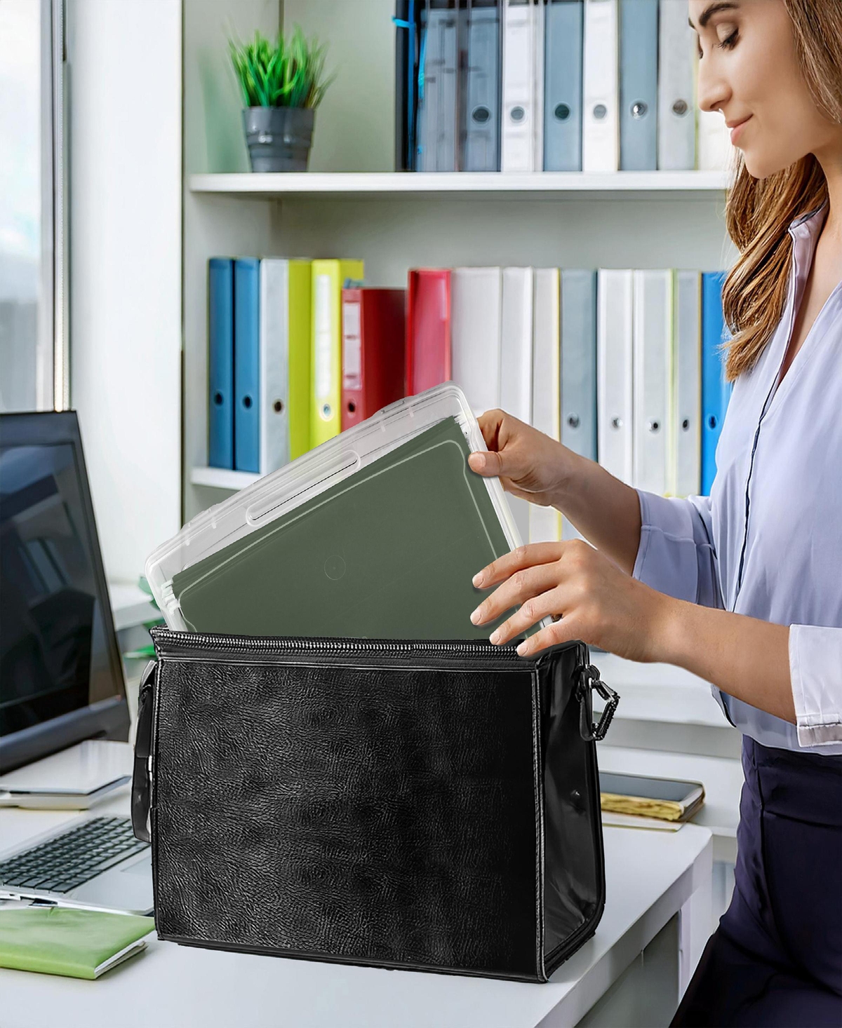 Sorbus Single-Piece Wide Hanging File Organizer BPlastic Stackable for Document Storage - Clear