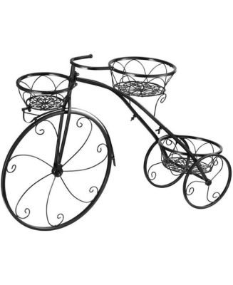 UNHO Indoor Outdoor 3 Tiers Iron Garden Flower Stand Bicycle Shape ...