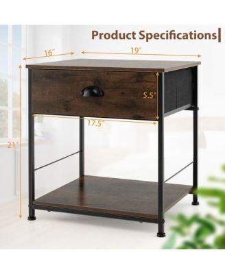 2PCS 2-tier Nightstand Bedside End Sofa Coffee Table Bedroom Living Room