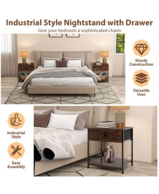 2PCS 2-tier Nightstand Bedside End Sofa Coffee Table Bedroom Living Room