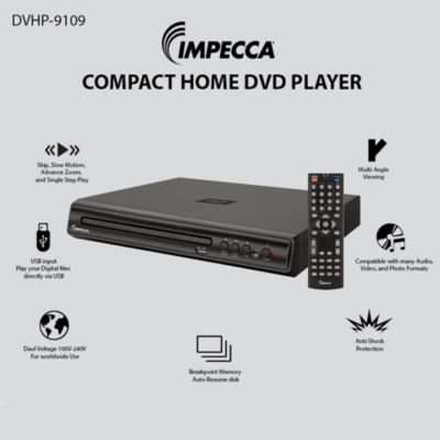 Compact Home DVD Player with USB Playback, Black