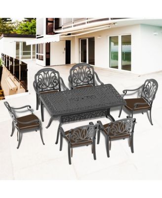 (Cushions In Random Colors)7-Piece Set Of Cast Aluminum Patio Furniture With Cushions