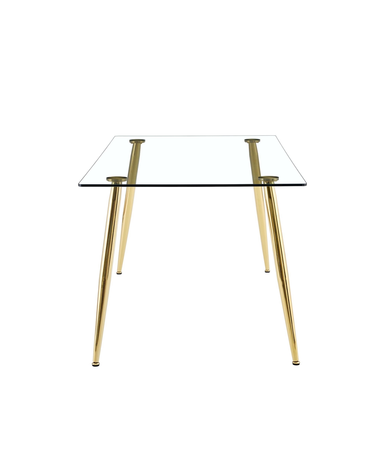 Streamdale Furniture Table and chair set.Modern rectangular glass dining table with tempered glass countertop and golden metal legs, paired with multi