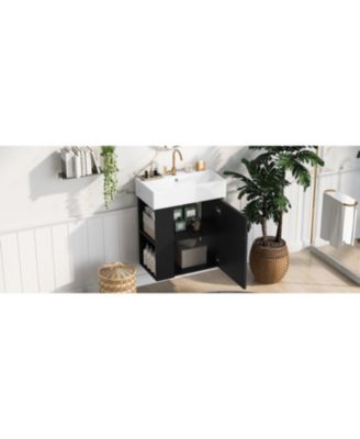 Modern 21.6" Floating Bathroom Vanity with Ceramic Basin (Left)