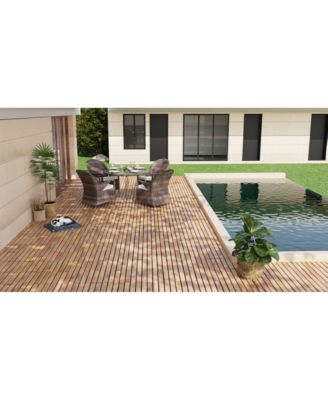 Streamdale 10PCS 12" Striped Acacia Deck Tiles