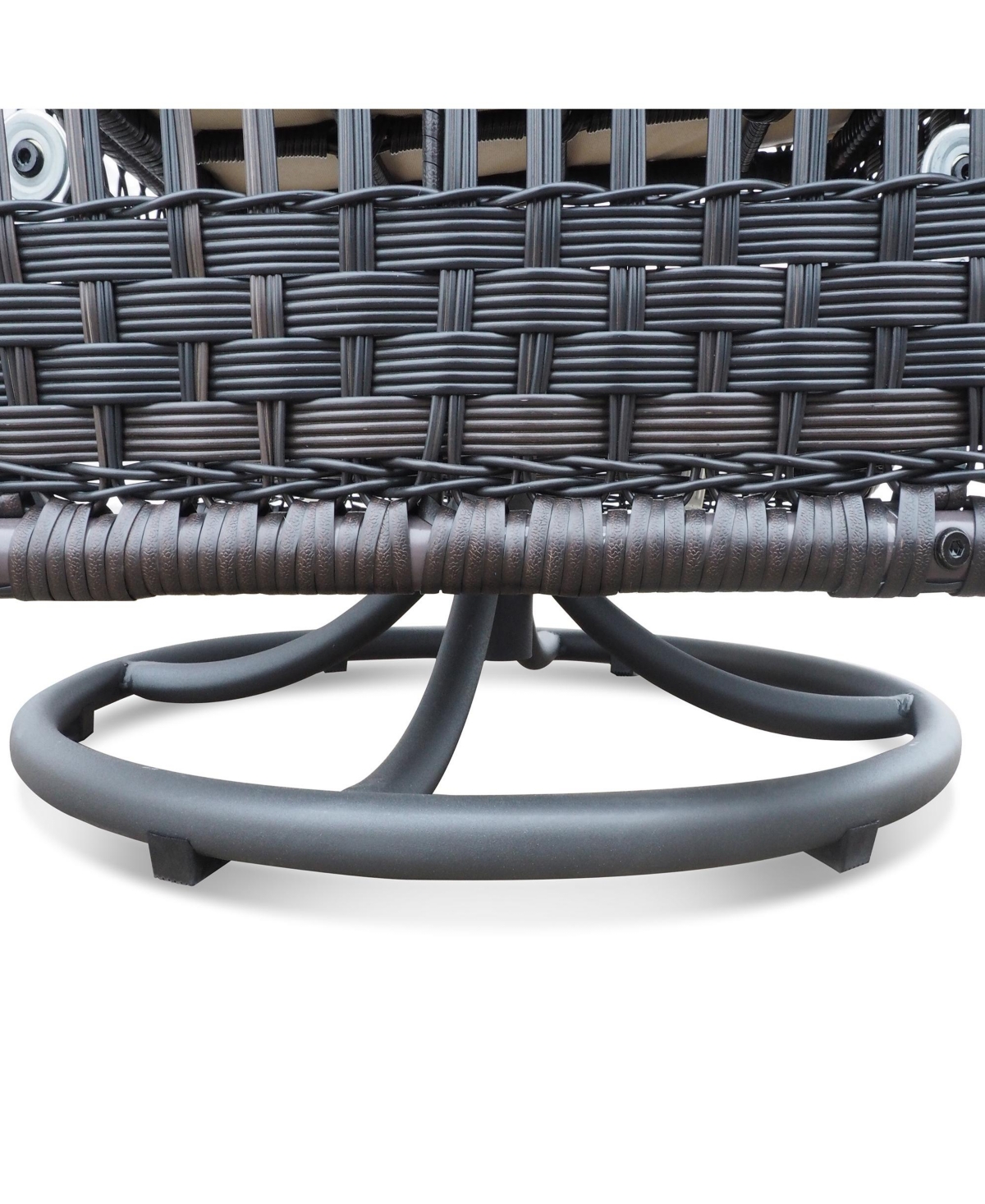 3 Pieces Conversation Set, Outdoor Wicker Rocker Swivel Patio Bistro Set, Rocking Chair with Glass Top Side Table, Khaki