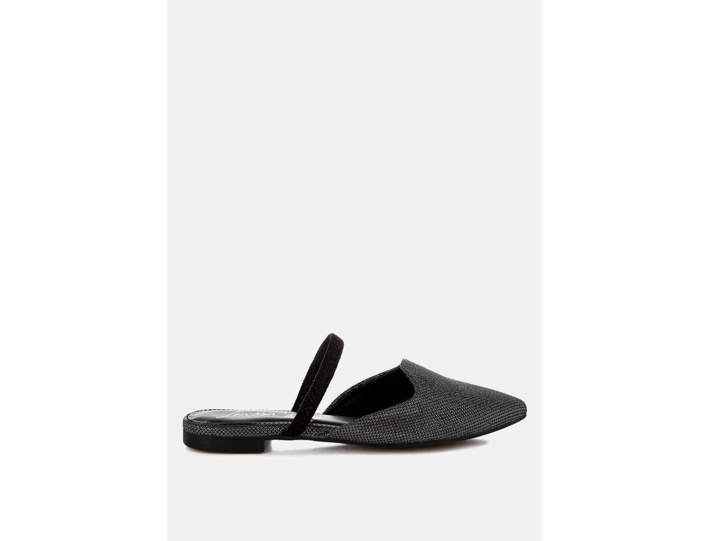 Женские сабо London Rag Twiggy Glitter Faux Leather Flat Mules, цвет: Чёрный — фото 1