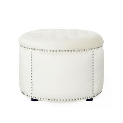 Luxurious Velvet Ottoman with Studded Rim for Comfort and Style