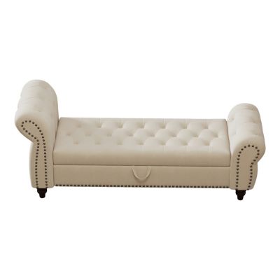  64.5" Tufted Velvet Chaise with Storage