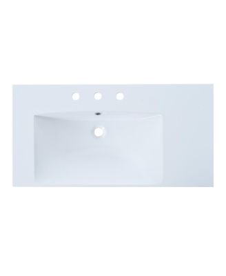 36" Single Bathroom Basin Sink, Left Offset Sink Vanity Top Only, 3-Faucet Holes, Resin