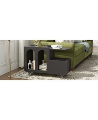 Streamdale Rolling Side Table with Drawer, Cream and Black
