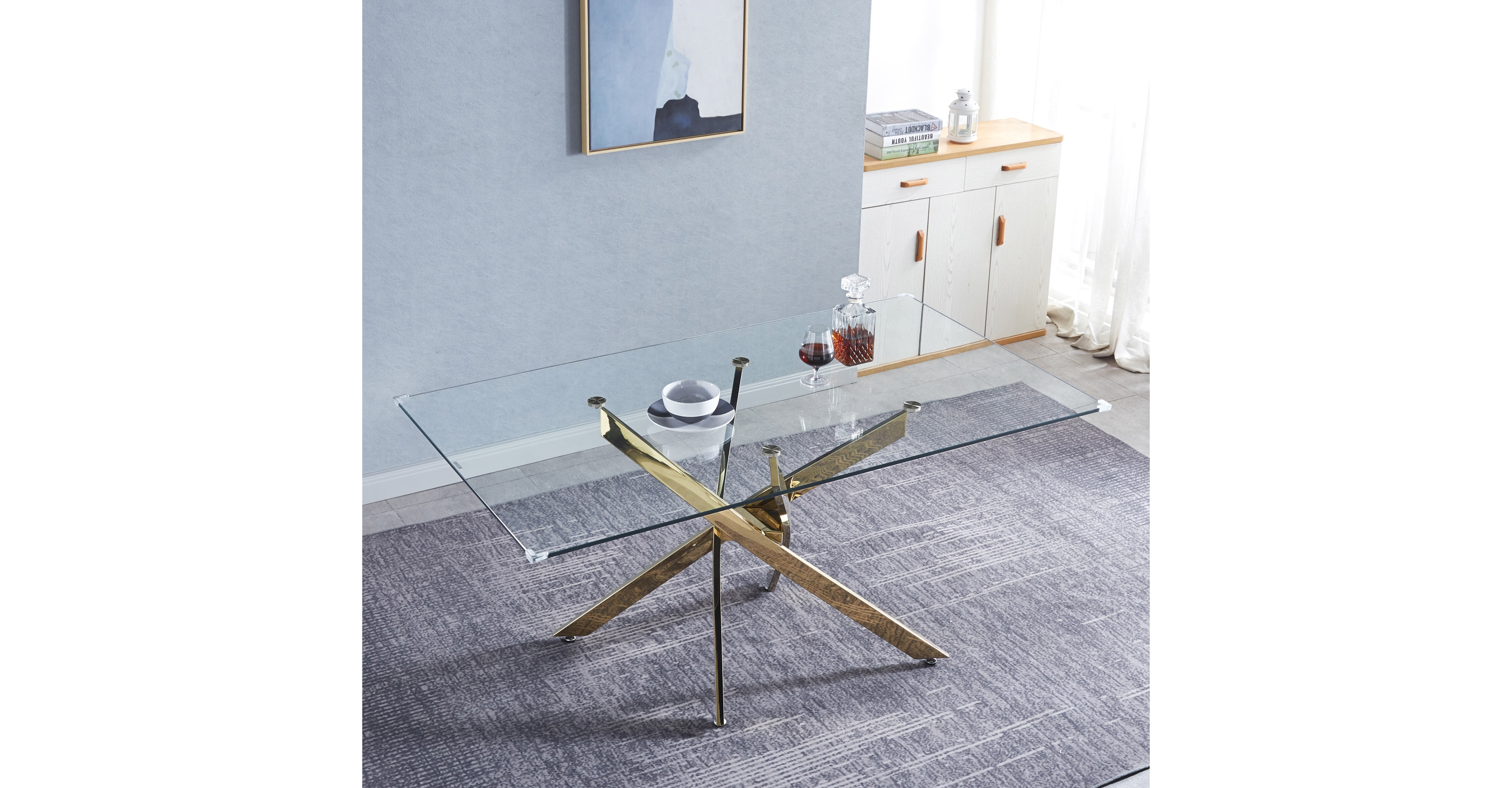 Streamdale Furniture Rectangular Tempered Glass Dining Table, Modern Dining Room Interior Design, For 6 People