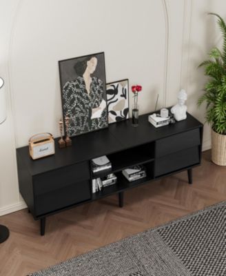 63 Inch TV Stand Features Vintage-style and Bevel Design, TV Stand with Drawers, Entertainment Center for Living Room Bedroom, TV Media Console