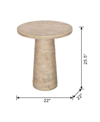 Streamdale 22x22x25.5" Cream Round Side Table with Pedestal Base