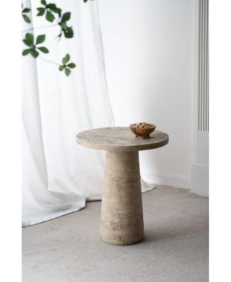 Streamdale 22x22x25.5" Cream Round Side Table with Pedestal Base