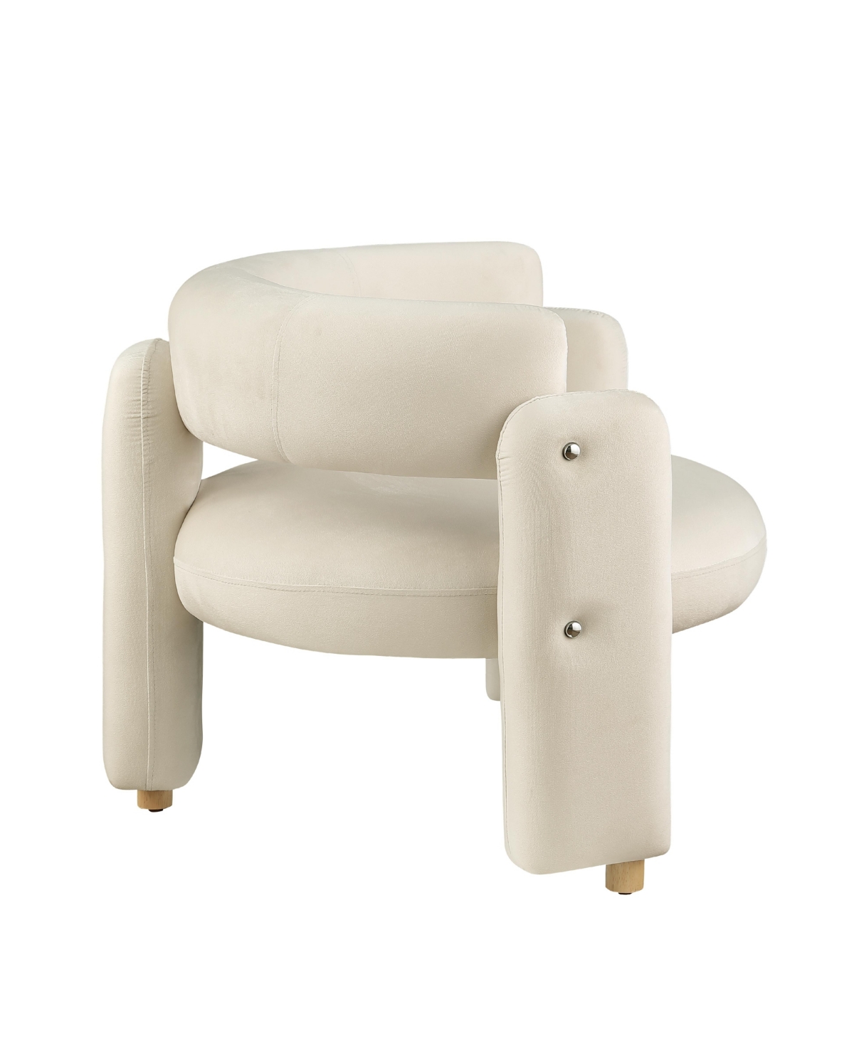 Simplie Fun Stylish Barrel Accent Chair: Curved Arms, Waterfall Seat, Hollow Backrest
