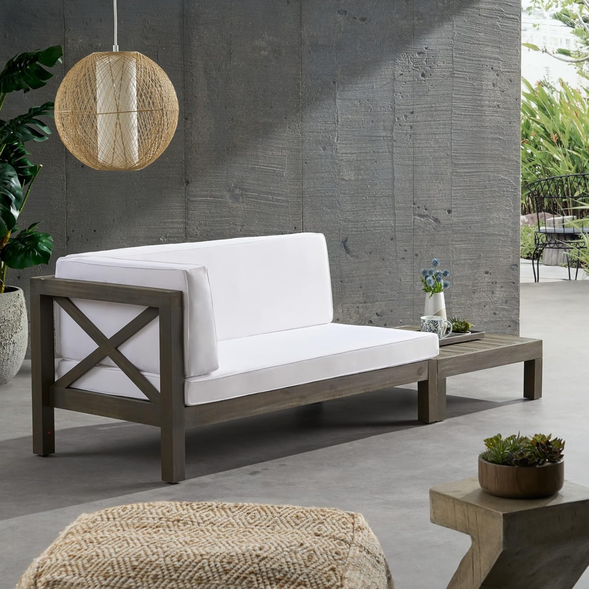 Streamdale Furniture Brava X-Back Corner Bench-l With Coffee Table,- White