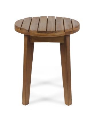 Streamdale Outdoor 16" Acacia Wood Side Table, Teak Finish