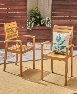 Streamdale Miguel Coastal Acacia Wood Stackable Dining Chairs (Set Of 2)
