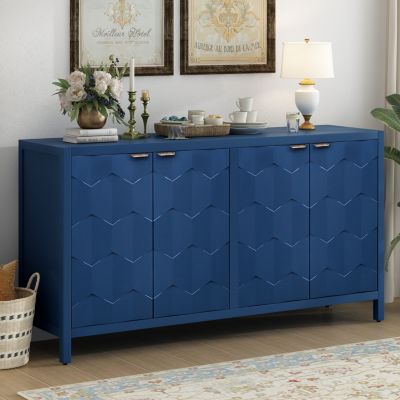 Luxurious Four-Door Sideboard with Honeycomb Patterned Doors, Offering Ample Storage for Study, Entrance and Living Room