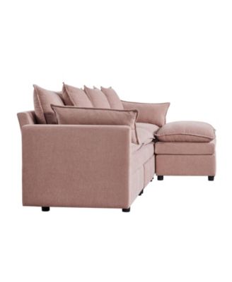 108.66" Modern Chenille L-shaped Sectional Sofa with Convertible Chaise, Comfy Cloud Couch Deep Sectional Sofa with Ottomans for Living Room