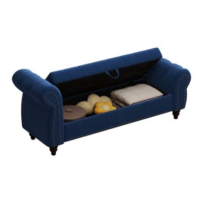 Streamdale Navy Velvet Tufted Storage Chaise