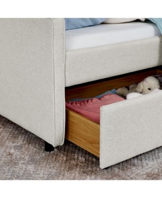 Upholstered Sofa Bed with LED Lights, Storage, and Adjustable Headboard