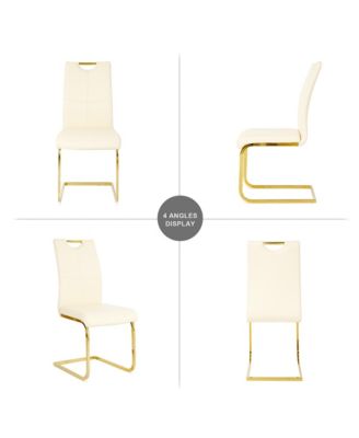 Modern PU dining chair Living room chair Upholstered chair, gold metal chair leg design, kitchen, living room, bedroom, dining room side chair (Set of 2)