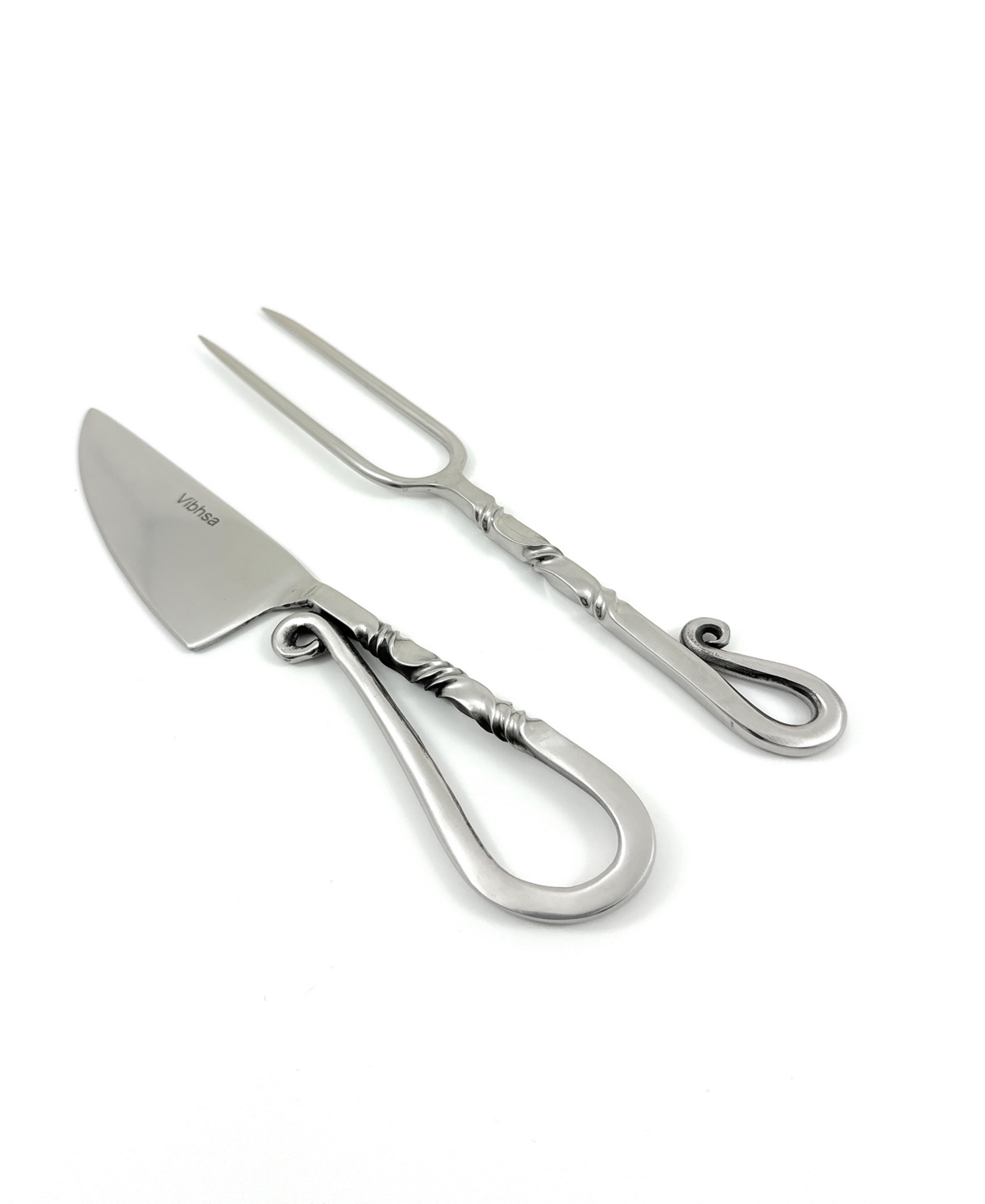 Vibhsa Molded 2-pc. Carving Set, Serving For 2 In Silver Glossy Finish
