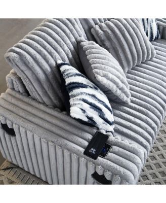 1 Pc. Upholstered Comfy Sleeper with Back & Toss Pillows, Bluetooth Speaker & Wireless Charger Loveseat with Ottoman