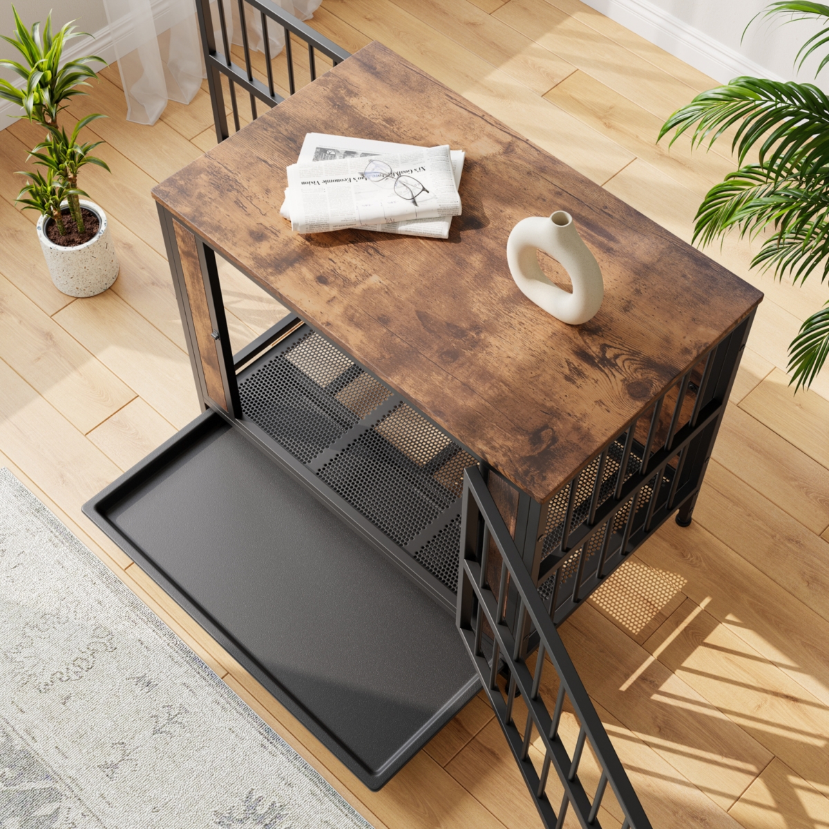 Streamdale Rustic Brown Dog Crate Table (32.8")