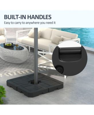 4 Piece Patio Cantilever Umbrella Base Weight Set, Fillable Outdoor Offset Umbrella Weights for Umbrella Stand, 175 lbs. Capacity Water or 230 lbs. Capacity Sand, Black